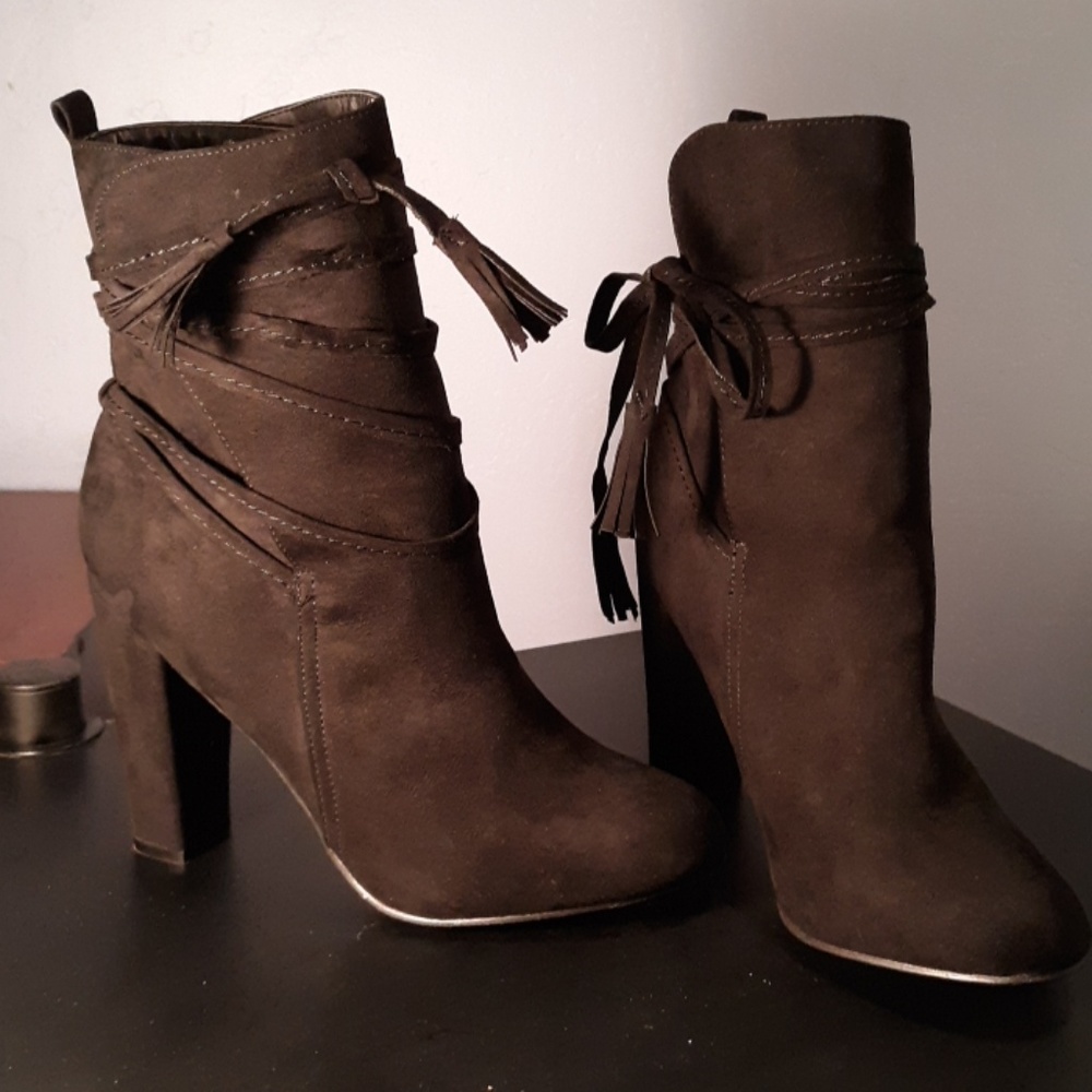 JustFab Malina faux suede heel boots